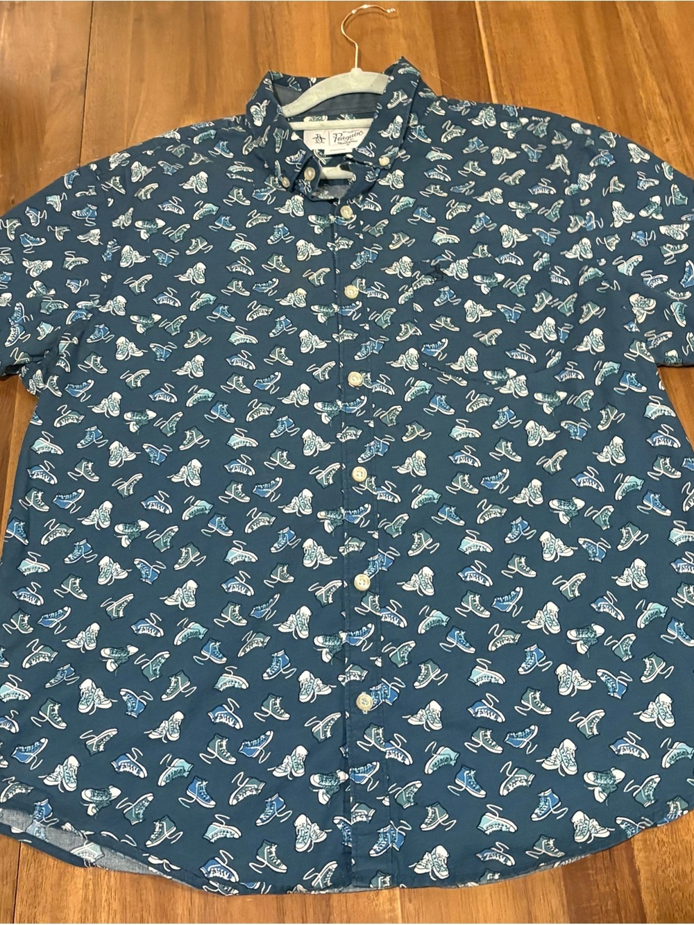 Original Penguin Retro Sneaker Print Button-Up Shirt Large